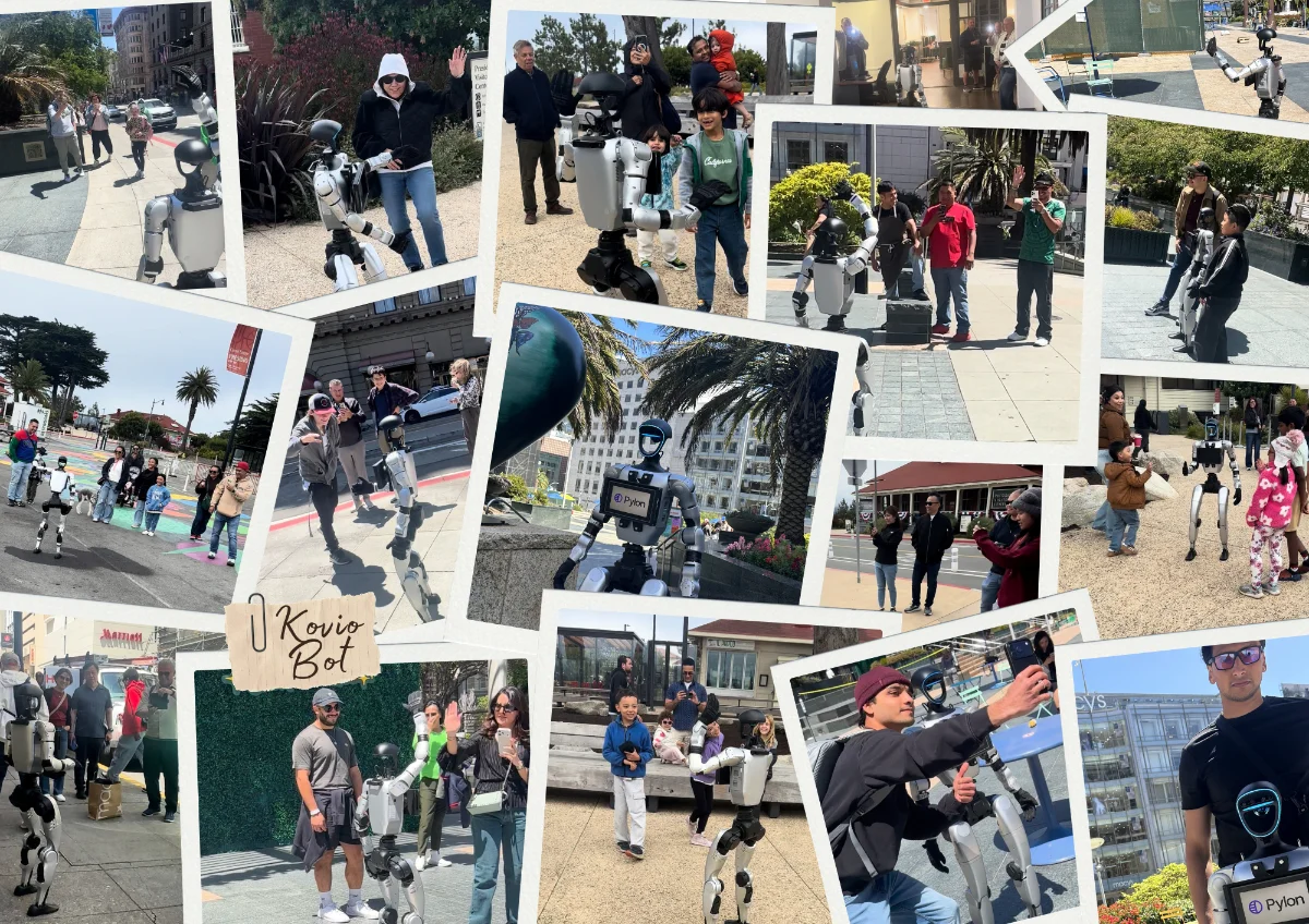 Kovio robot with a crowd in San Francisco